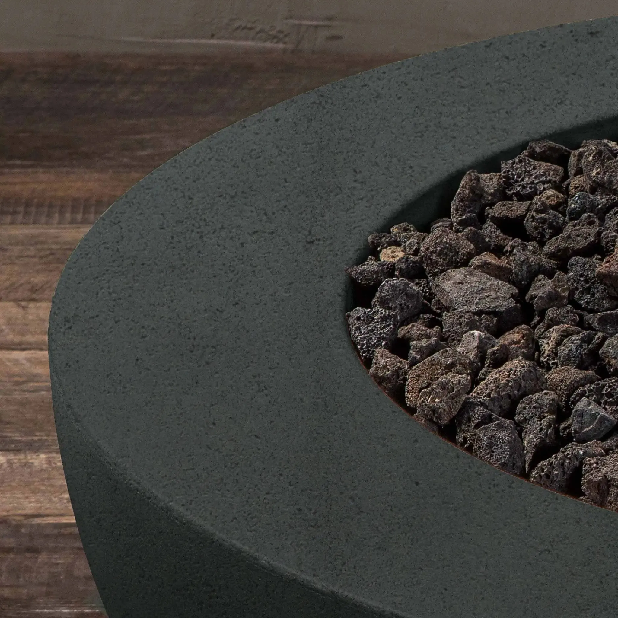 Gravity - Rustic 36" W Graphite Round Concrete Match Lit Natural Gas Fire Pit - SD-FP-TRAV-3616-GRPH-ML by Starfire Designs