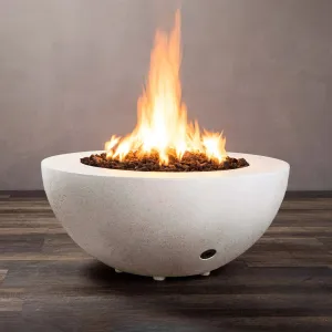 Gravity - Rustic 36" W White Round Concrete CSA Electronic Ignition High/Low Propane Gas Fire Pit - SD-FP-TRAV-3616-WHT-ELECCSAHL-LP by Starfire Designs