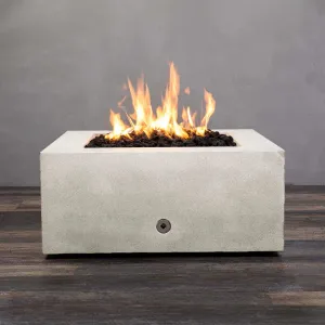 Gravity - Rustic 36" W White Square Concrete CSA Electronic Ignition High/Low Natural Gas Fire Pit - SD-FP-TRAV-363616-WHT-ELECCSAHL-NG by Starfire Designs