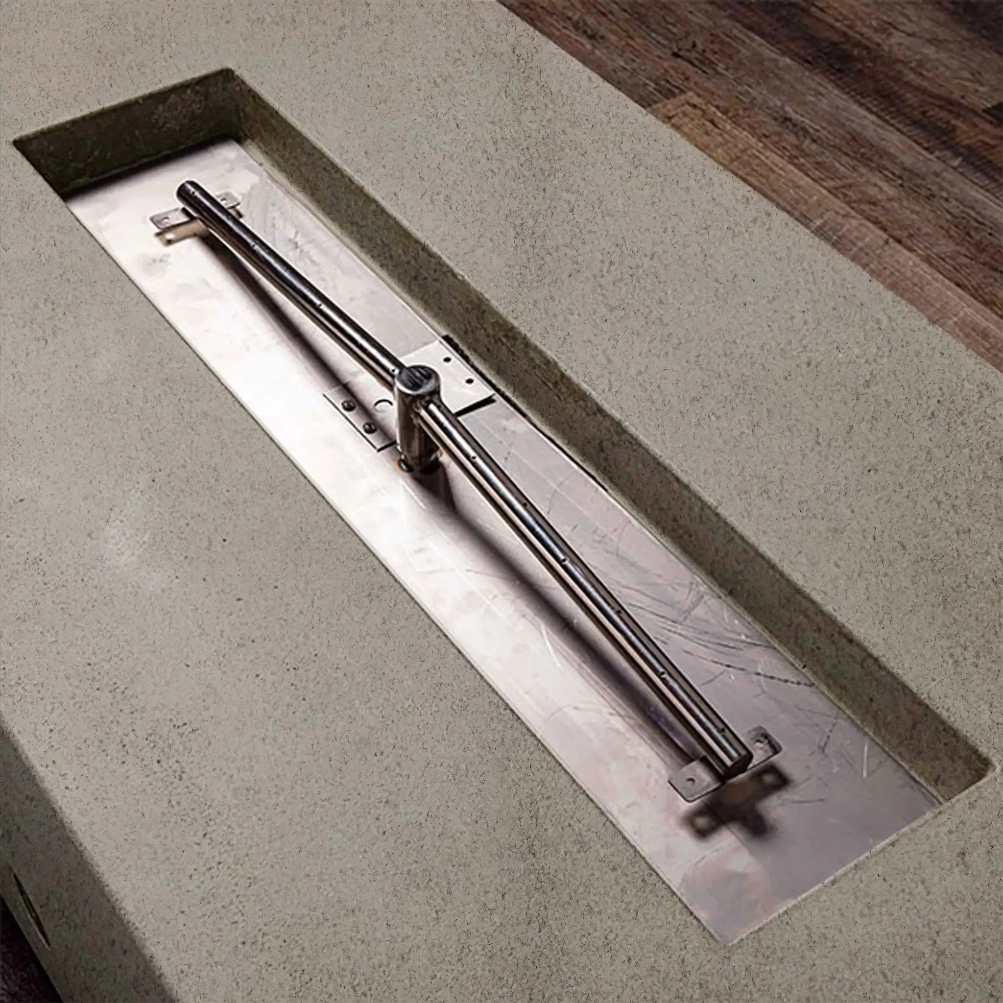 Gravity - Rustic 60" W x 24" L Beige Rectangle Concrete CSA Electronic Ignition On/Off Propane Gas Fire Pit - SD-FP-TRAV-602416-BEIG-ELECCSAOO-LP by Starfire Designs
