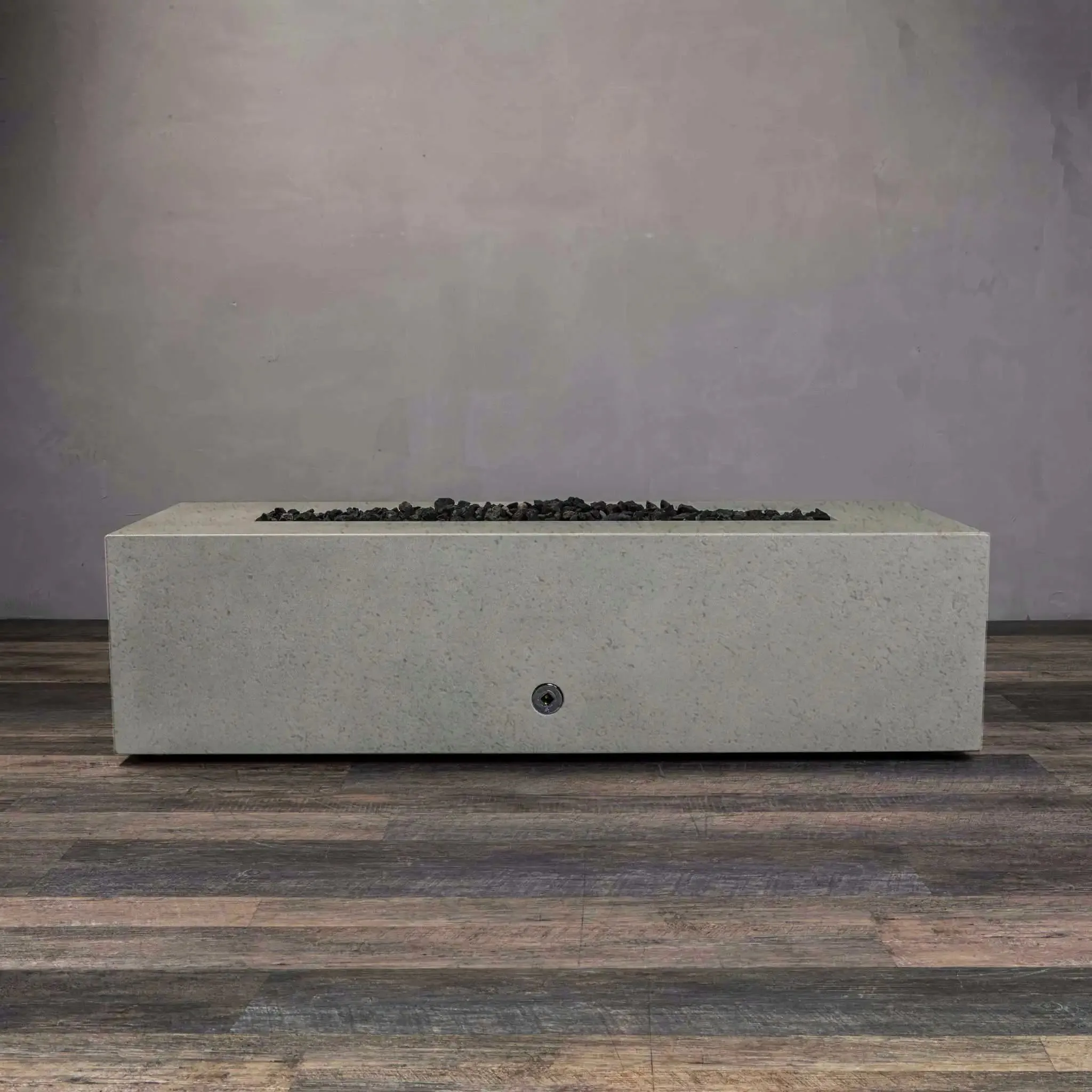 Gravity - Rustic 60" W x 24" L Beige Rectangle Concrete CSA Electronic Ignition On/Off Propane Gas Fire Pit - SD-FP-TRAV-602416-BEIG-ELECCSAOO-LP by Starfire Designs