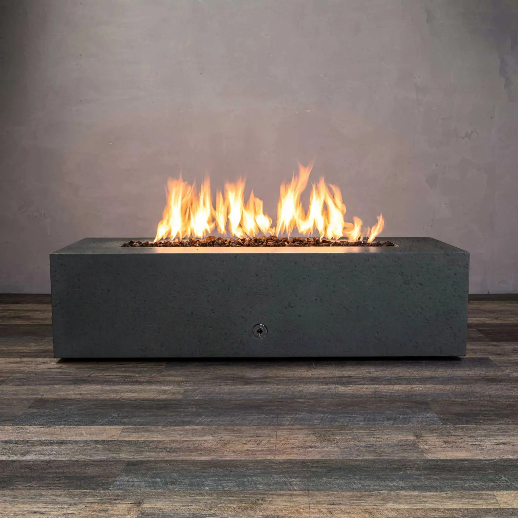 Gravity - Rustic 60" W x 24" L Graphite Rectangle Concrete CSA Electronic Ignition High/Low Natural Gas Fire Pit - SD-FP-TRAV-602416-GRPH-ELECCSAHL-NG by Starfire Designs