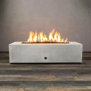 Gravity - Rustic 60" W x 24" L White Rectangle Concrete PowerGlow Electronic Ignition Natural Gas Fire Pit - SD-FP-TRAV-602416-WHT-POWERGLOW-NG by Starfire Designs