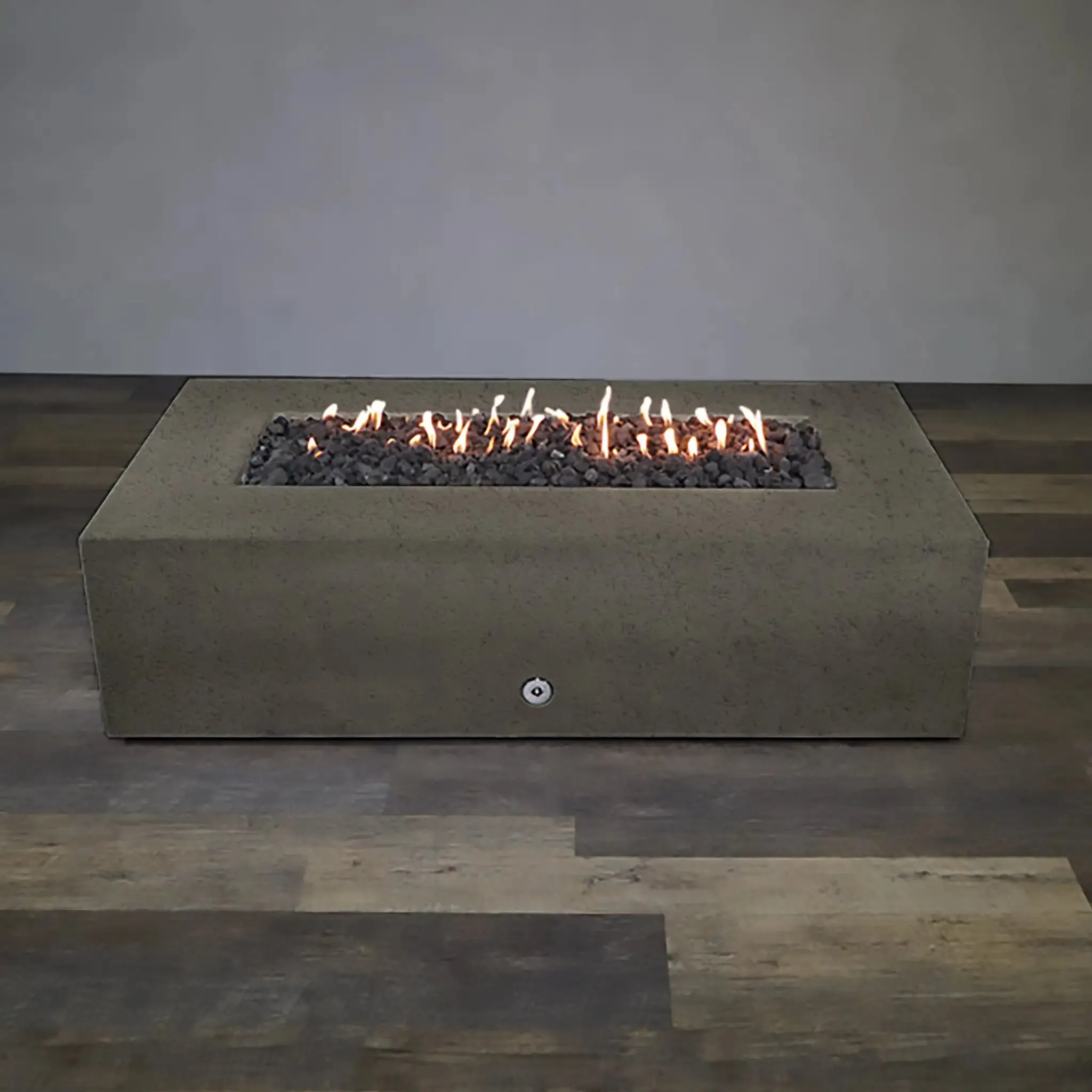 Gravity - Rustic 60" W x 32" L Brown Rectangle Concrete CSA Electronic Ignition On/Off Natural Gas Fire Pit - SD-FP-TRAV-603216-BRN-ELECCSAOO-NG by Starfire Designs