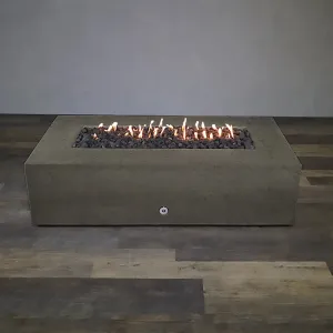 Gravity - Rustic 60" W x 32" L Brown Rectangle Concrete CSA Electronic Ignition On/Off Natural Gas Fire Pit - SD-FP-TRAV-603216-BRN-ELECCSAOO-NG by Starfire Designs