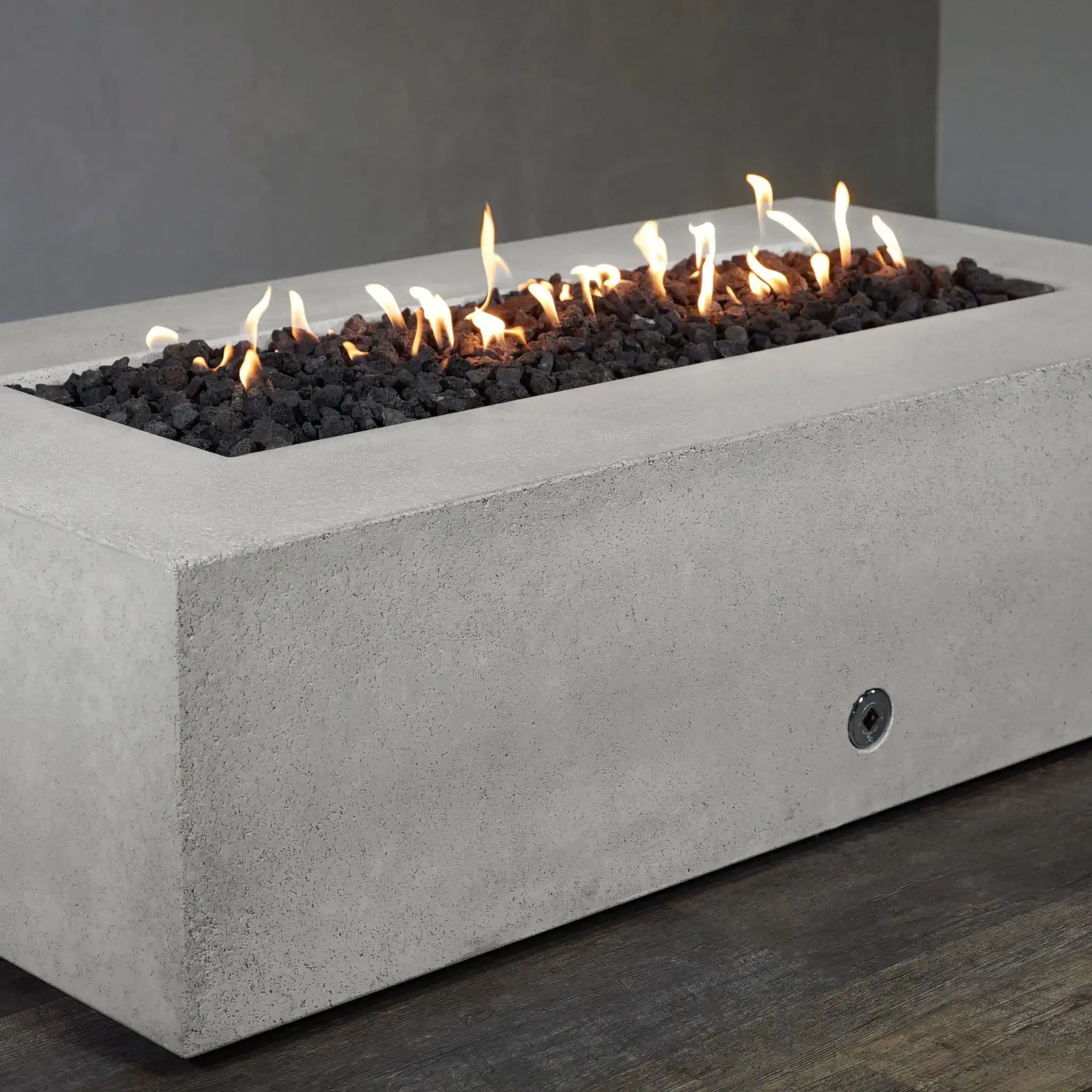 Gravity - Rustic 60" W x 32" L White Rectangle Concrete CSA Electronic Ignition On/Off Propane Gas Fire Pit - SD-FP-TRAV-603216-WHT-ELECCSAOO-LP by Starfire Designs
