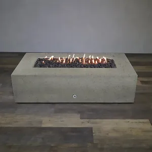 Gravity - Rustic 72" W x 38" L Beige Rectangle Concrete Match Lit Natural Gas Fire Pit - SD-FP-TRAV-723816-BEIG-ML by Starfire Designs