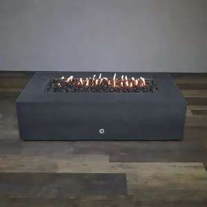Gravity - Rustic 72" W x 38" L Graphite Rectangle Concrete CSA Electronic Ignition On/Off Propane Gas Fire Pit - SD-FP-TRAV-723816-GRPH-ELECCSAOO-LP by Starfire Designs