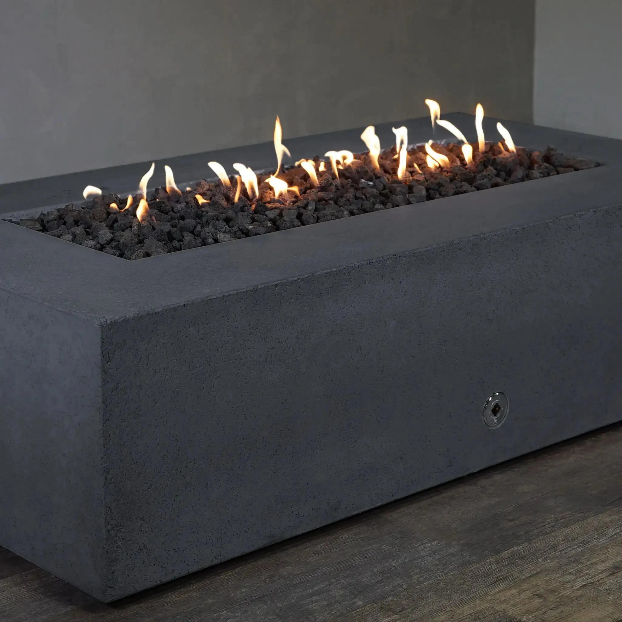 Gravity - Rustic 72" W x 38" L Graphite Rectangle Concrete CSA Electronic Ignition On/Off Propane Gas Fire Pit - SD-FP-TRAV-723816-GRPH-ELECCSAOO-LP by Starfire Designs