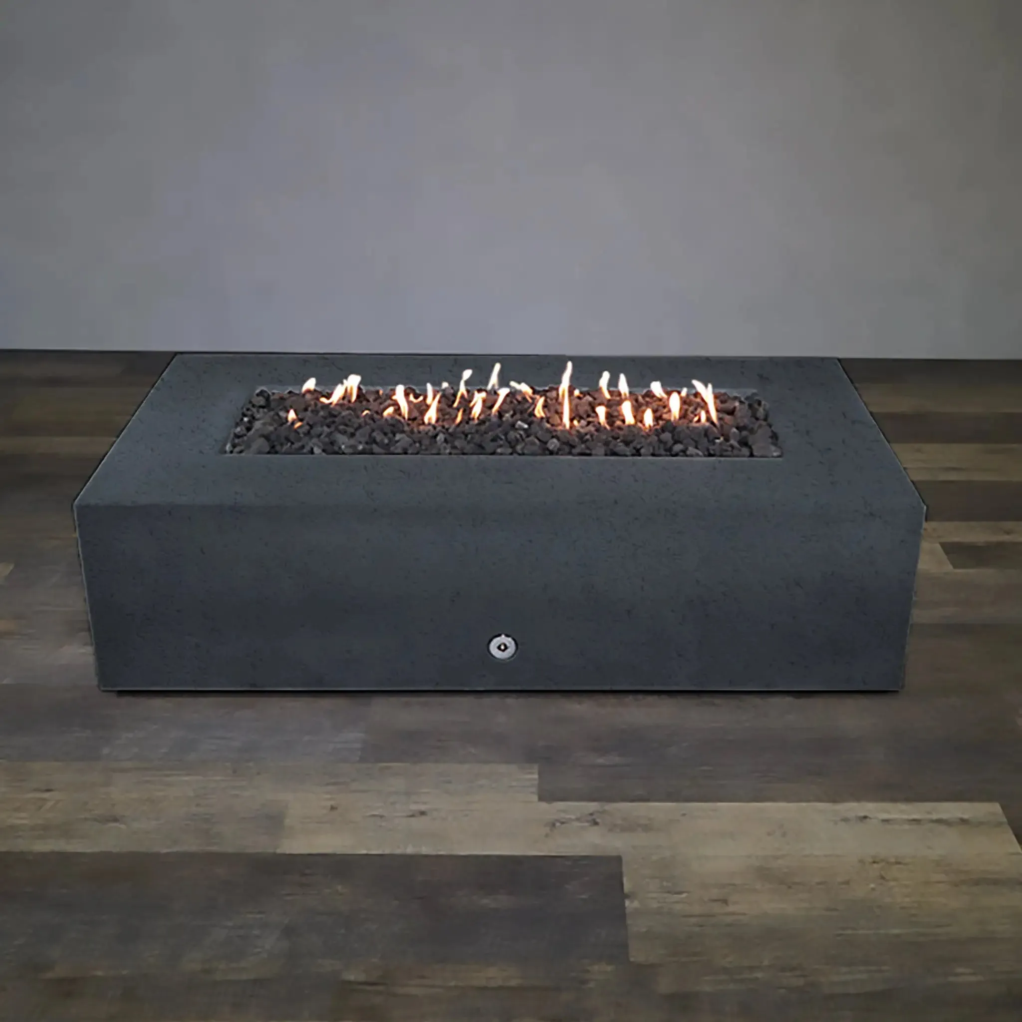 Gravity - Rustic 72" W x 38" L Graphite Rectangle Concrete CSA Electronic Ignition On/Off Propane Gas Fire Pit - SD-FP-TRAV-723816-GRPH-ELECCSAOO-LP by Starfire Designs