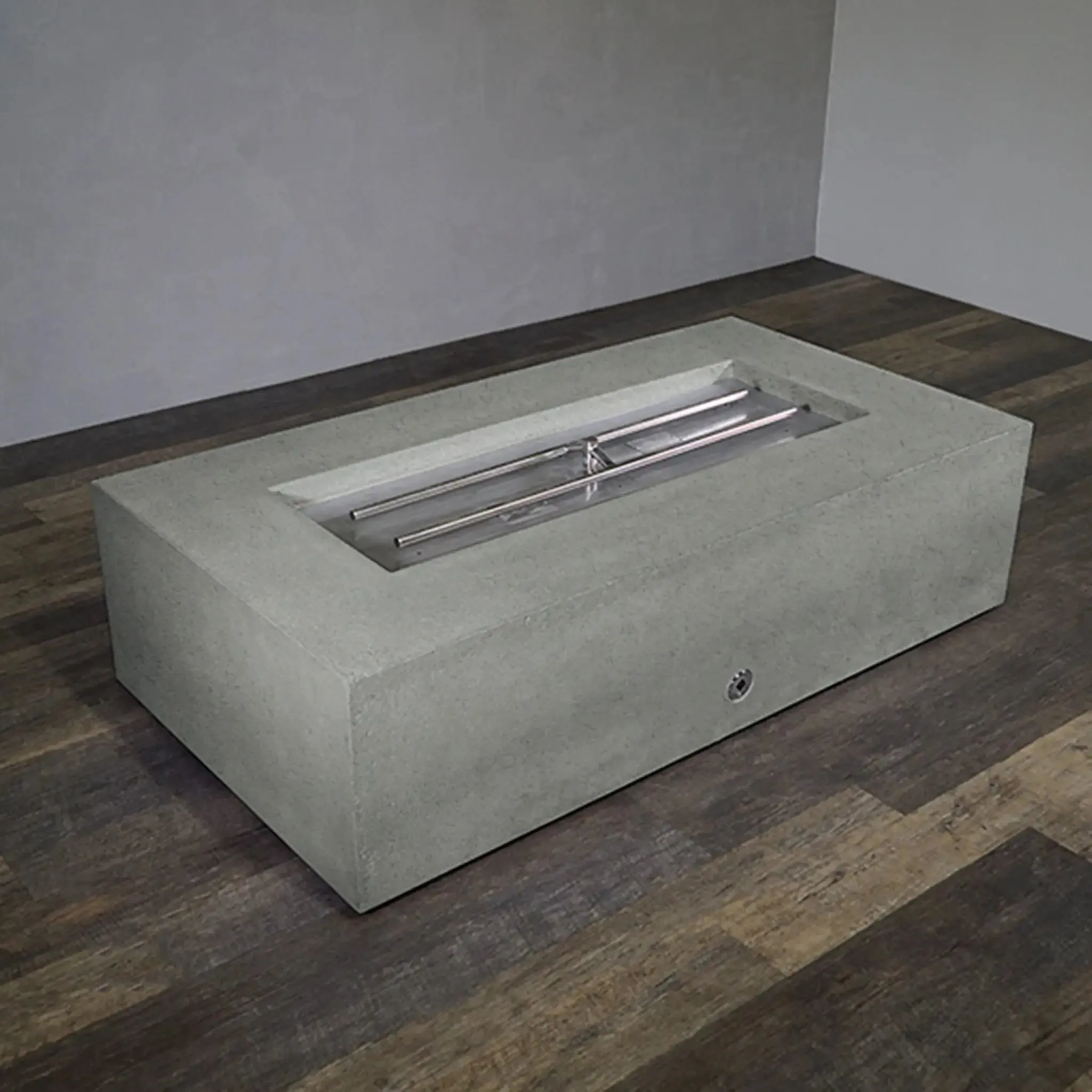 Gravity - Rustic 72" W x 38" L Natural Gray Rectangle Concrete CSA Electronic Ignition On/Off Propane Gas Fire Pit - SD-FP-TRAV-723816-NATG-ELECCSAOO-LP by Starfire Designs