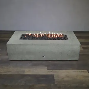 Gravity - Rustic 72" W x 38" L Natural Gray Rectangle Concrete CSA Electronic Ignition On/Off Propane Gas Fire Pit - SD-FP-TRAV-723816-NATG-ELECCSAOO-LP by Starfire Designs