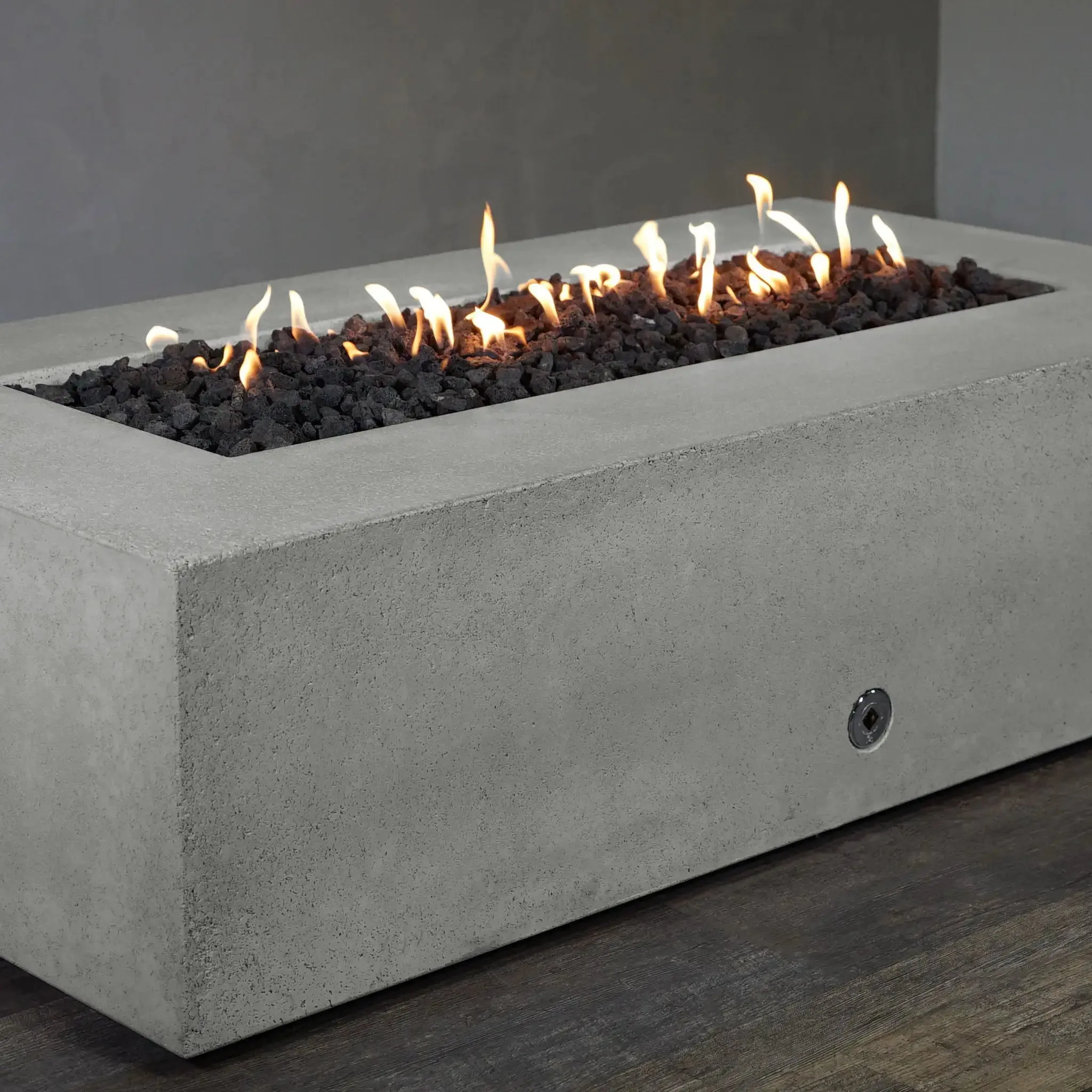 Gravity - Rustic 72" W x 38" L Natural Gray Rectangle Concrete CSA Electronic Ignition On/Off Propane Gas Fire Pit - SD-FP-TRAV-723816-NATG-ELECCSAOO-LP by Starfire Designs