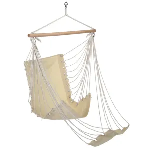 Hammock Chair with Footrest Beige Cotton Canvas