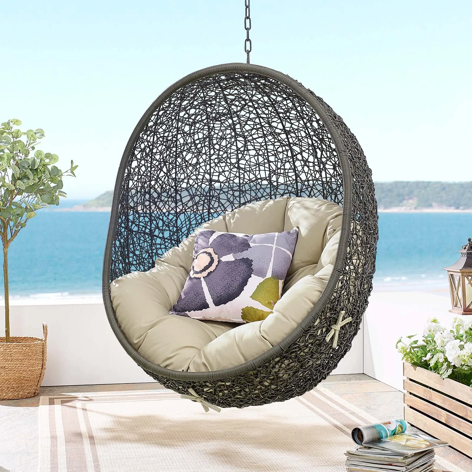 Hide Outdoor Patio Sunbrella® Swing Chair With Stand by Modway
