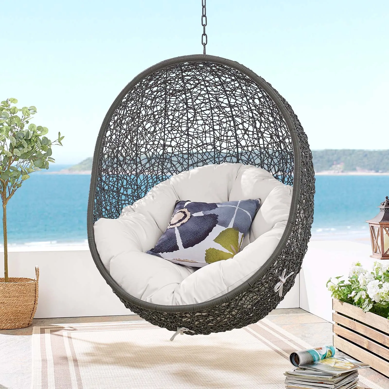 Hide Outdoor Patio Sunbrella® Swing Chair With Stand by Modway