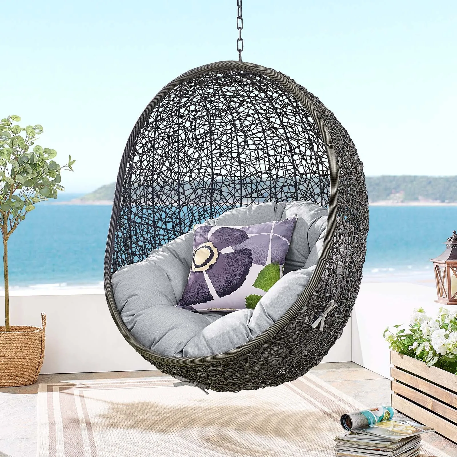 Hide Outdoor Patio Sunbrella® Swing Chair With Stand by Modway
