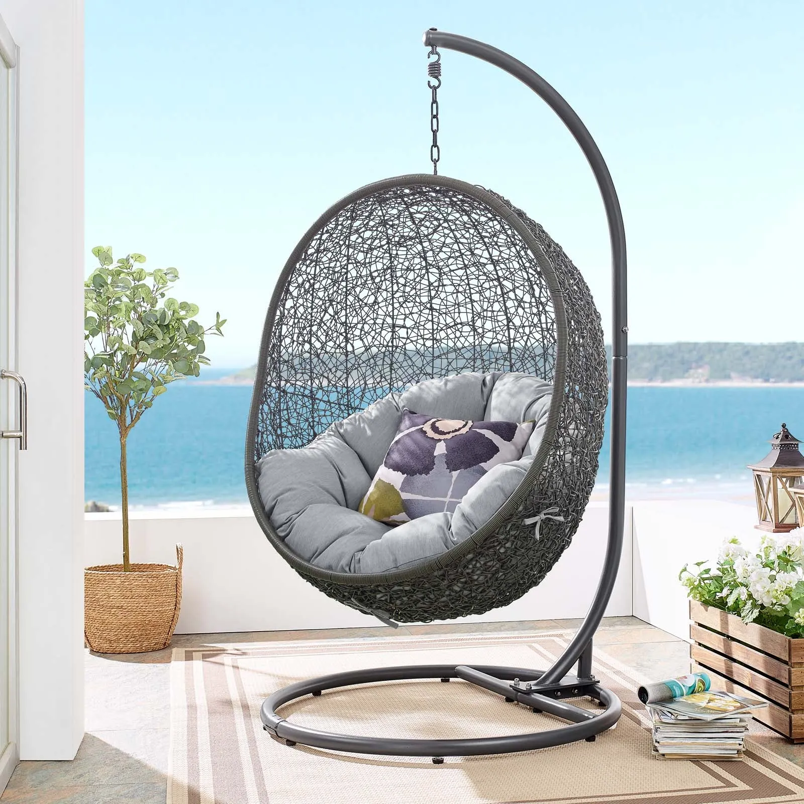 Hide Outdoor Patio Sunbrella® Swing Chair With Stand by Modway