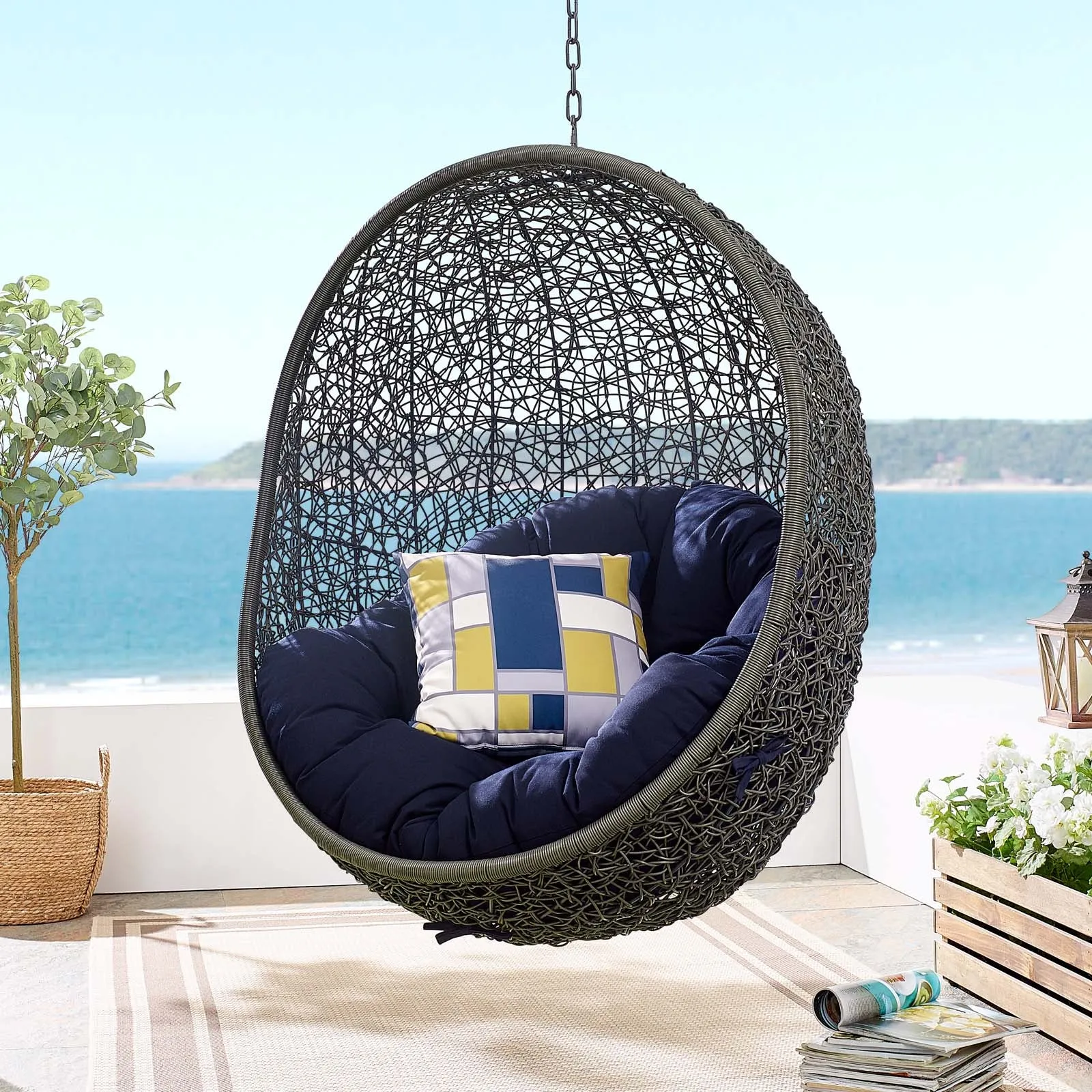 Hide Outdoor Patio Sunbrella® Swing Chair With Stand by Modway