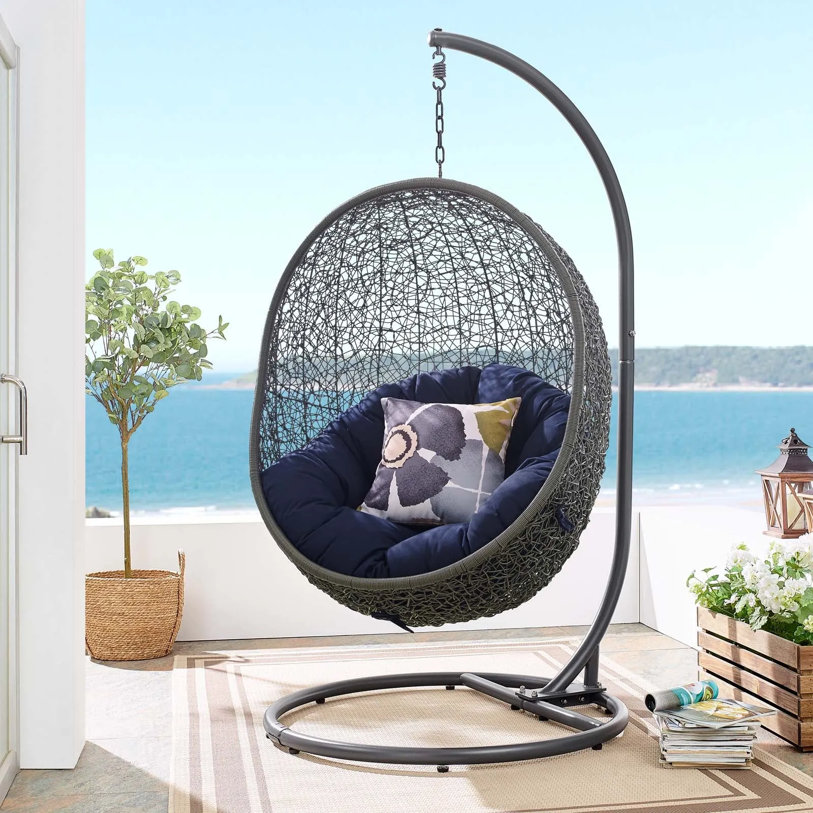 Hide Outdoor Patio Sunbrella® Swing Chair With Stand by Modway