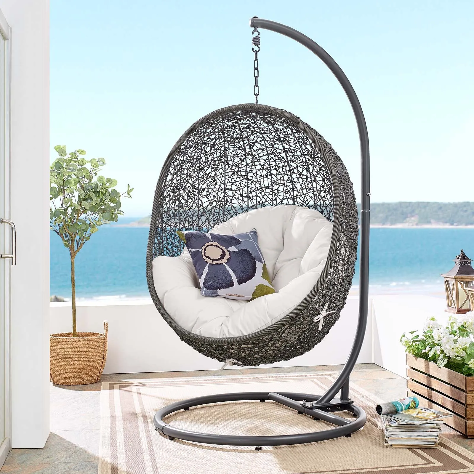 Hide Outdoor Patio Sunbrella® Swing Chair With Stand by Modway