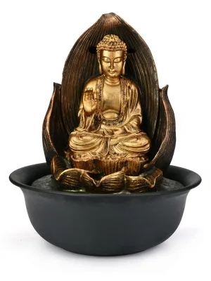 @home by Nilkamal Buddha on Flower Water Fountain|Polyresin|Perfect Décor for Home, Office, Gifting|Helps in Meditatation & Relaxation|Set of 1 Water Fountain|Size - 24 cm x 30 cm| Gold