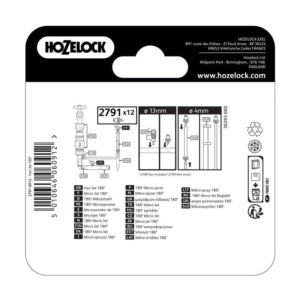 Hozelock 180 Degree Micro Sprinkler (Pack of 12) 2791