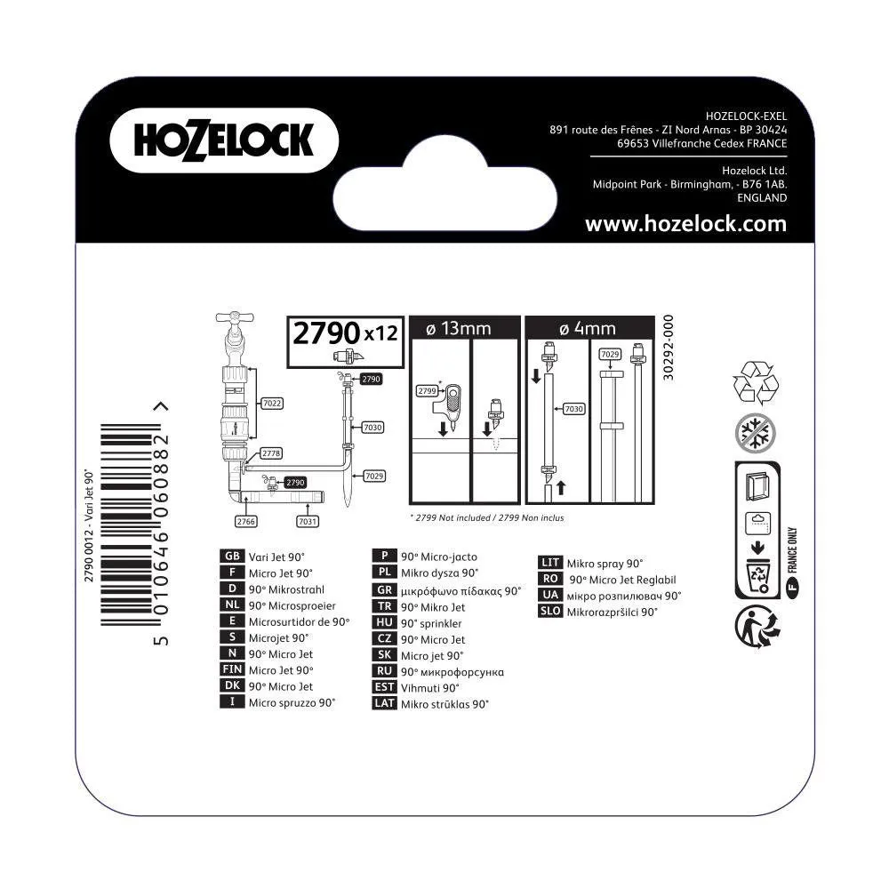 Hozelock 90 Degree Micro Spinkler (Pack of 12) 2790