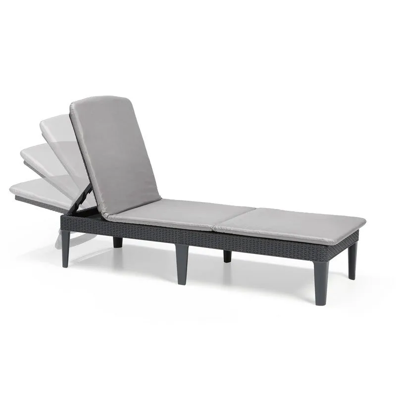 Jaipur Garden Sun Lounger Set by Keter - 2 Seats Grey Cushions