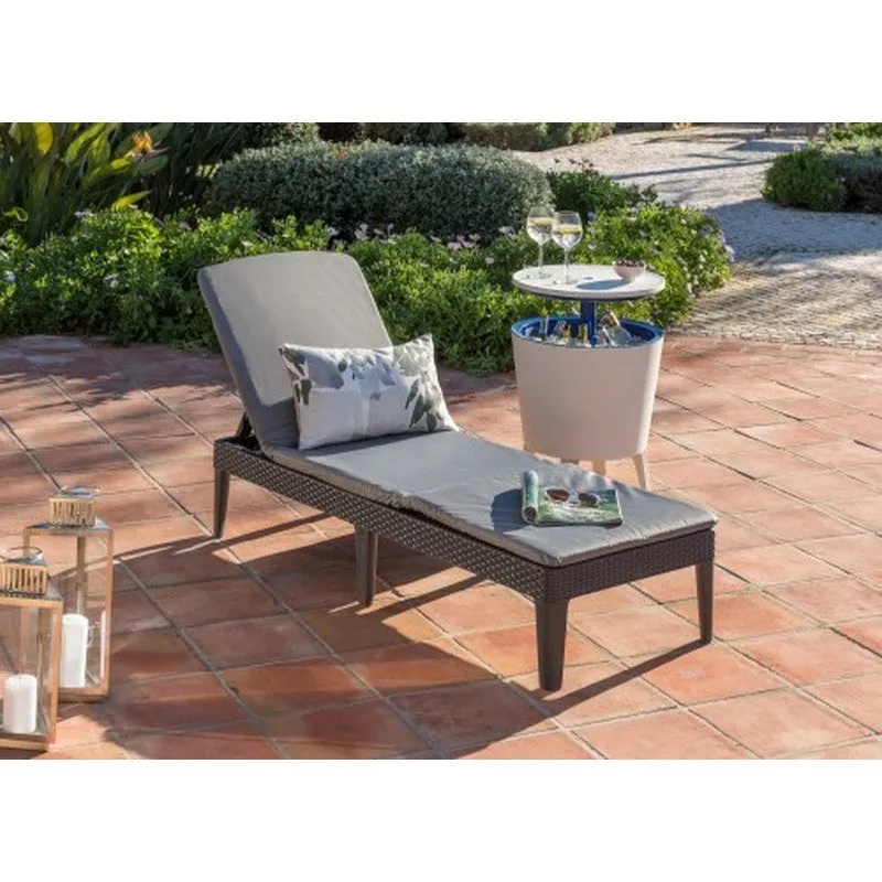Jaipur Garden Sun Lounger Set by Keter - 2 Seats Grey Cushions