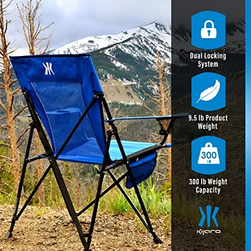 Kijaro Camping Chair, Dual Lock Feature, Arm Rest|Cushion Availability|Fol, Metal, Maldives Blue