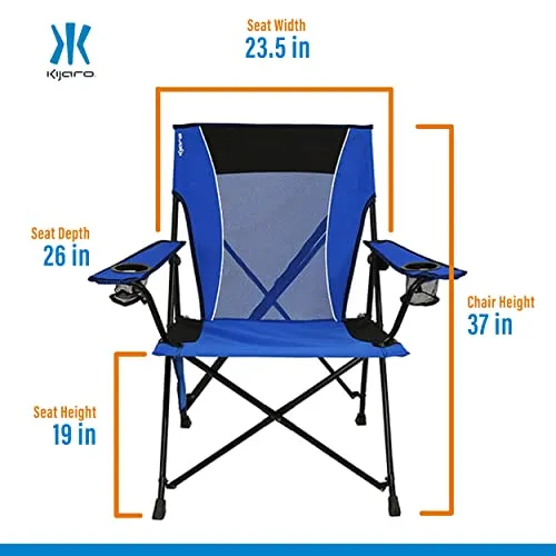 Kijaro Camping Chair, Dual Lock Feature, Arm Rest|Cushion Availability|Fol, Metal, Maldives Blue
