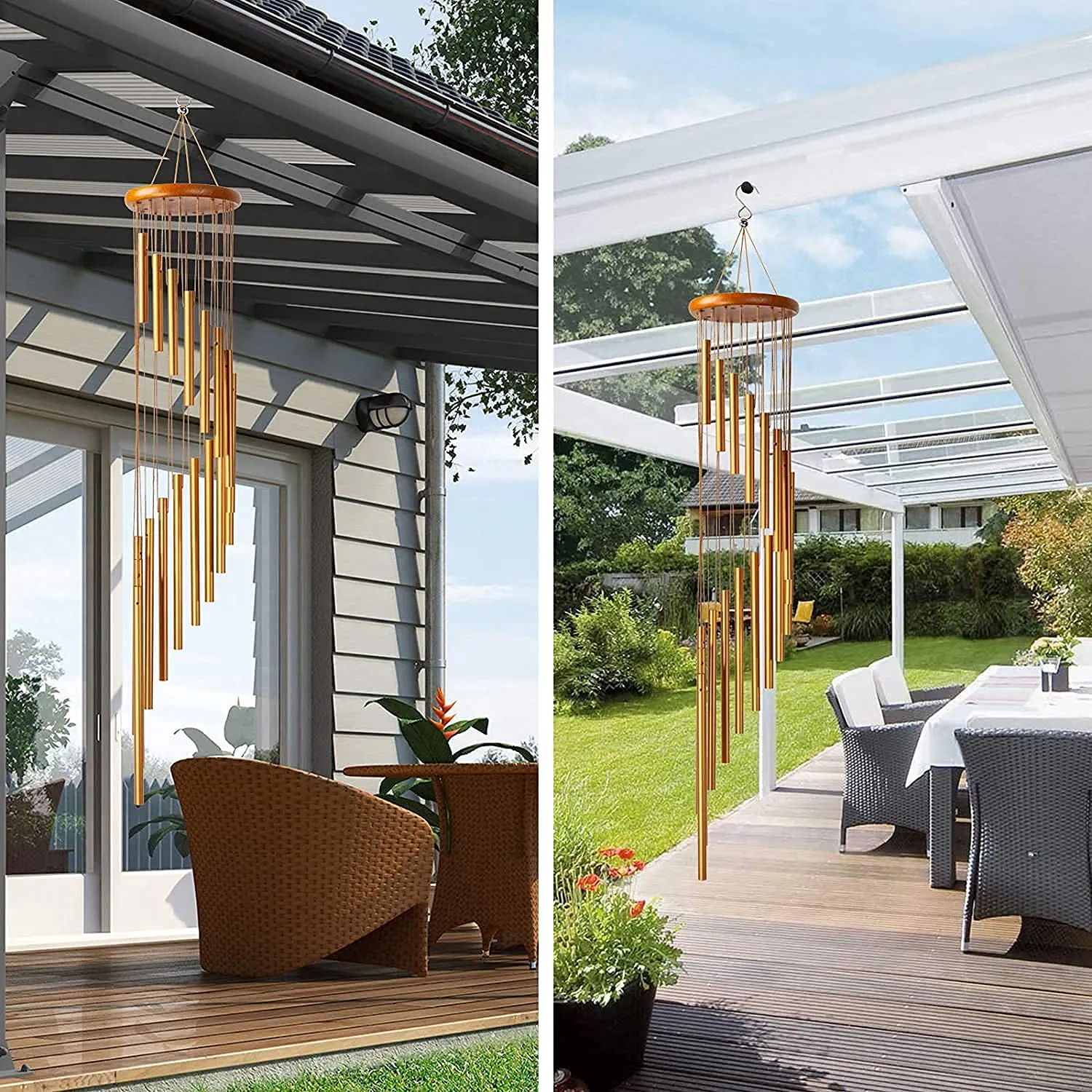 LEIGARF Gold Aluminum Wind Chimes for Home Positive Energy | Wind Chimes for Balcony Bedroom with Sweet Sound (36 inch Long)