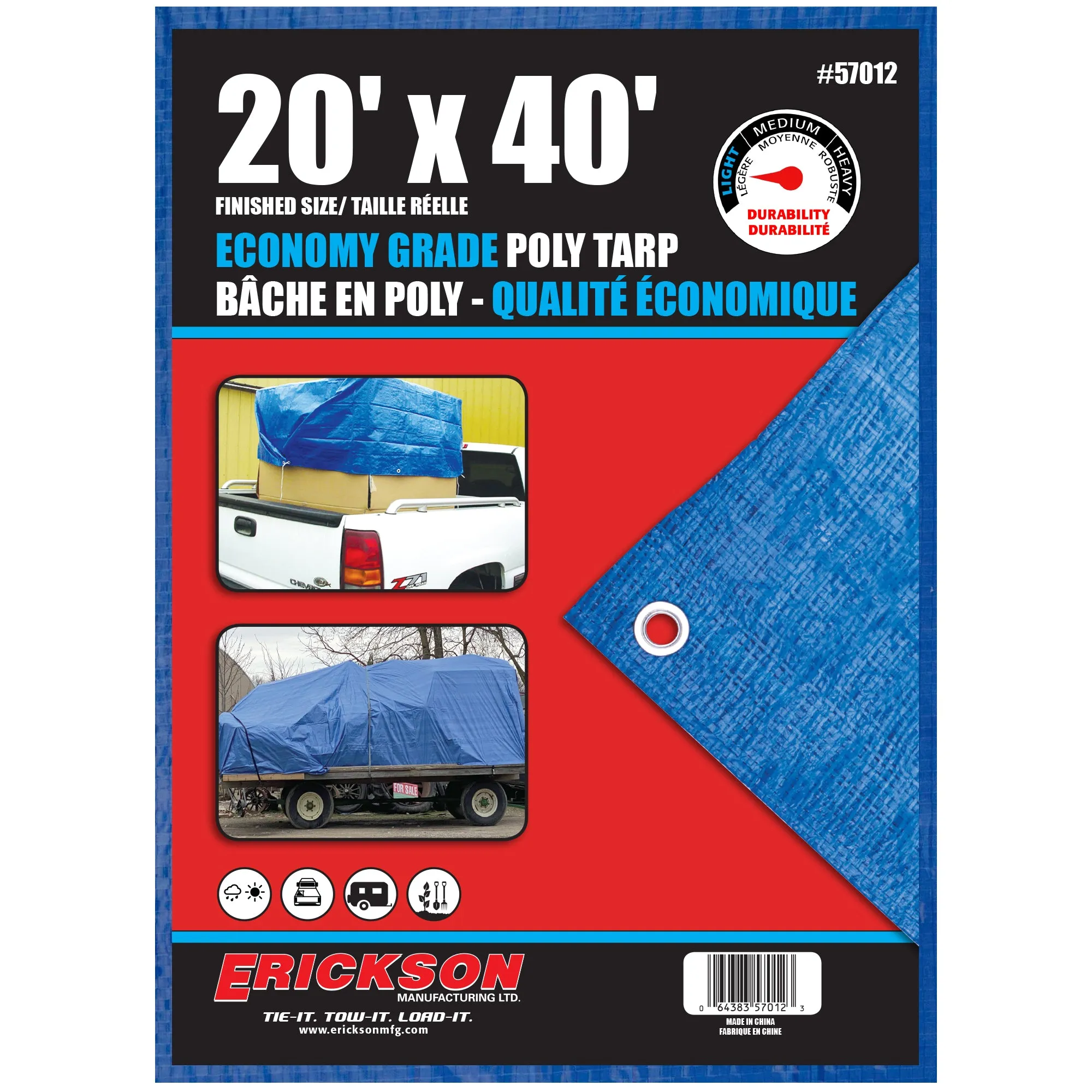 Light Weight (4 MIL) Blue Waterproof Tarp 20'X40'
