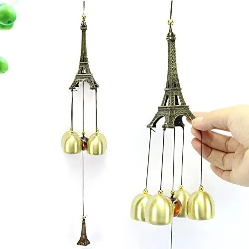 Linquard Collection Store Metal Positive Energy Wind Chimes for Balcony Bedroom with Great Sound in Pyramid Look Copper for Home Decor & Living Room