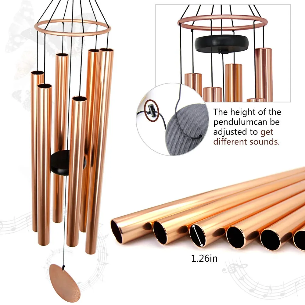 Memorial Wind Chimes Outdoor Large Deep Tone, 36 Inch Sympathy Wind Chimes Amazing Grace Tuned Soothing Melody as Gift, Outdoor Decoration for Your Garden,Patio, Porch, Yard, Home, Deck, Rose Gold