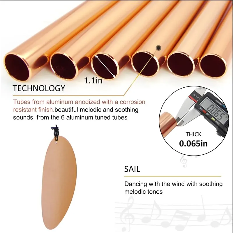 Memorial Wind Chimes Outdoor Large Deep Tone, 36 Inch Sympathy Wind Chimes Amazing Grace Tuned Soothing Melody as Gift, Outdoor Decoration for Your Garden,Patio, Porch, Yard, Home, Deck, Rose Gold