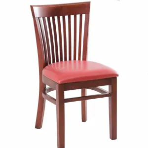 MK6239 Mahogany Finished Vertical Slat Back Wooden Restaurant Chair