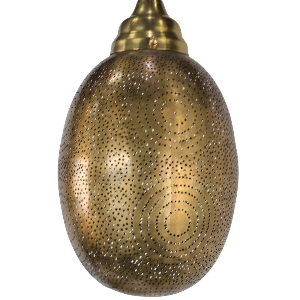 Moroccan Egg-Shaped Brass Lantern - Medium Gold