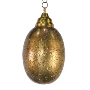 Moroccan Egg-Shaped Brass Lantern - Medium Gold