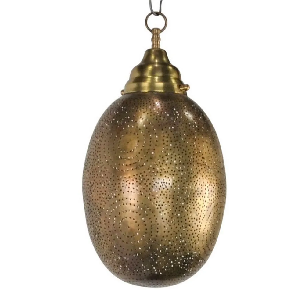 Moroccan Egg-Shaped Brass Lantern - Medium Gold