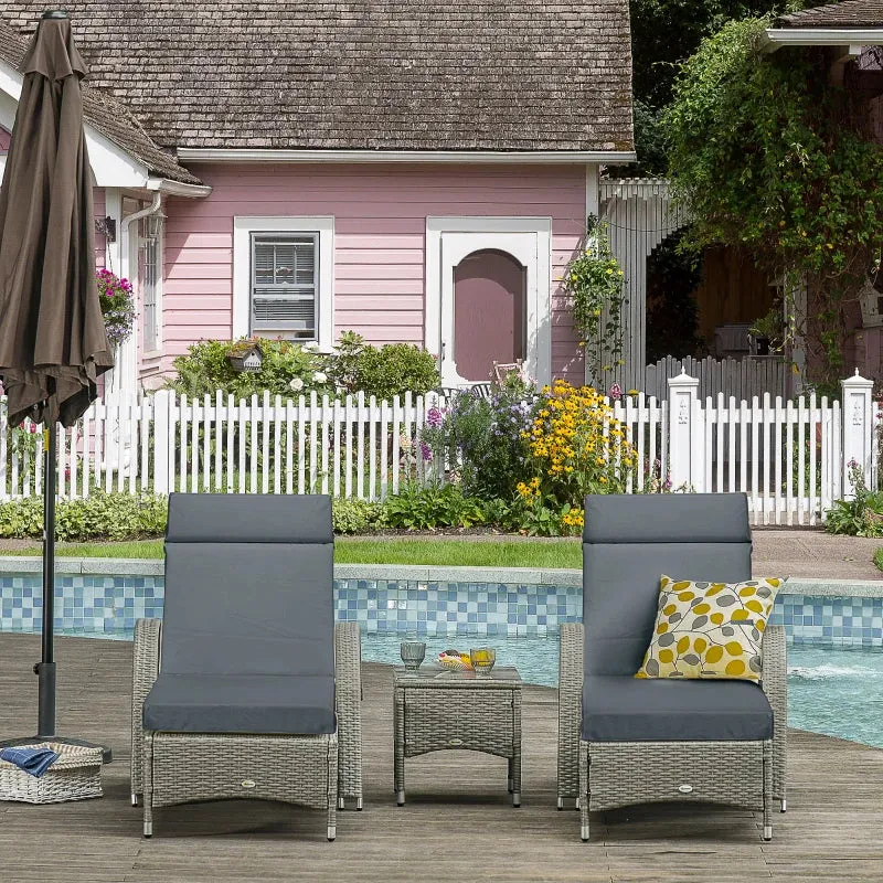 Outsunny Set of 2 Lounger Cushions - Dark Grey
