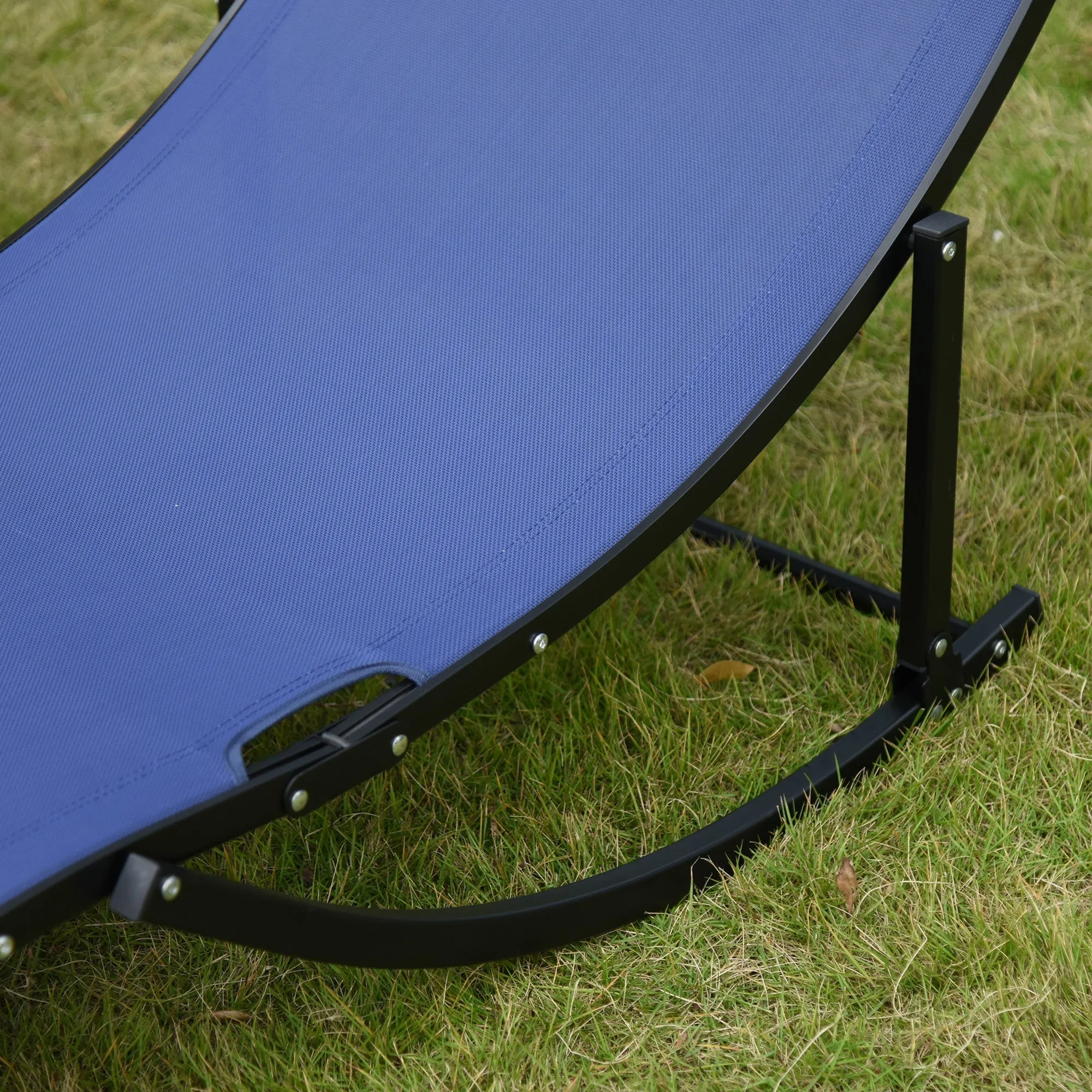 Outsunny Set Of 2 S-Shaped Foldable Lounge Chair Sun Lounger Reclining Outdoor Chair For Patio Beach Garden Blue