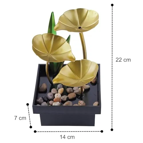 PARATPAR MALL Bedroom,Livingroom, Decor Item, Deep Basin and Natural River Rocks, Indoor Zen Relaxation for Office, Tabletop Fountains Metal Water Fountain Home Decor Ornaments (golden 1 pcs.)