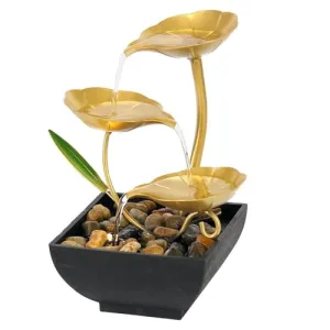 PARATPAR MALL Bedroom,Livingroom, Decor Item, Deep Basin and Natural River Rocks, Indoor Zen Relaxation for Office, Tabletop Fountains Metal Water Fountain Home Decor Ornaments (golden 1 pcs.)