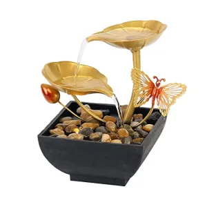 Pinakine® 2 Tiers Tabletop Fountain Tabletop Waterfall Cascading for Office Decoration Butterfly|53083756PNKL