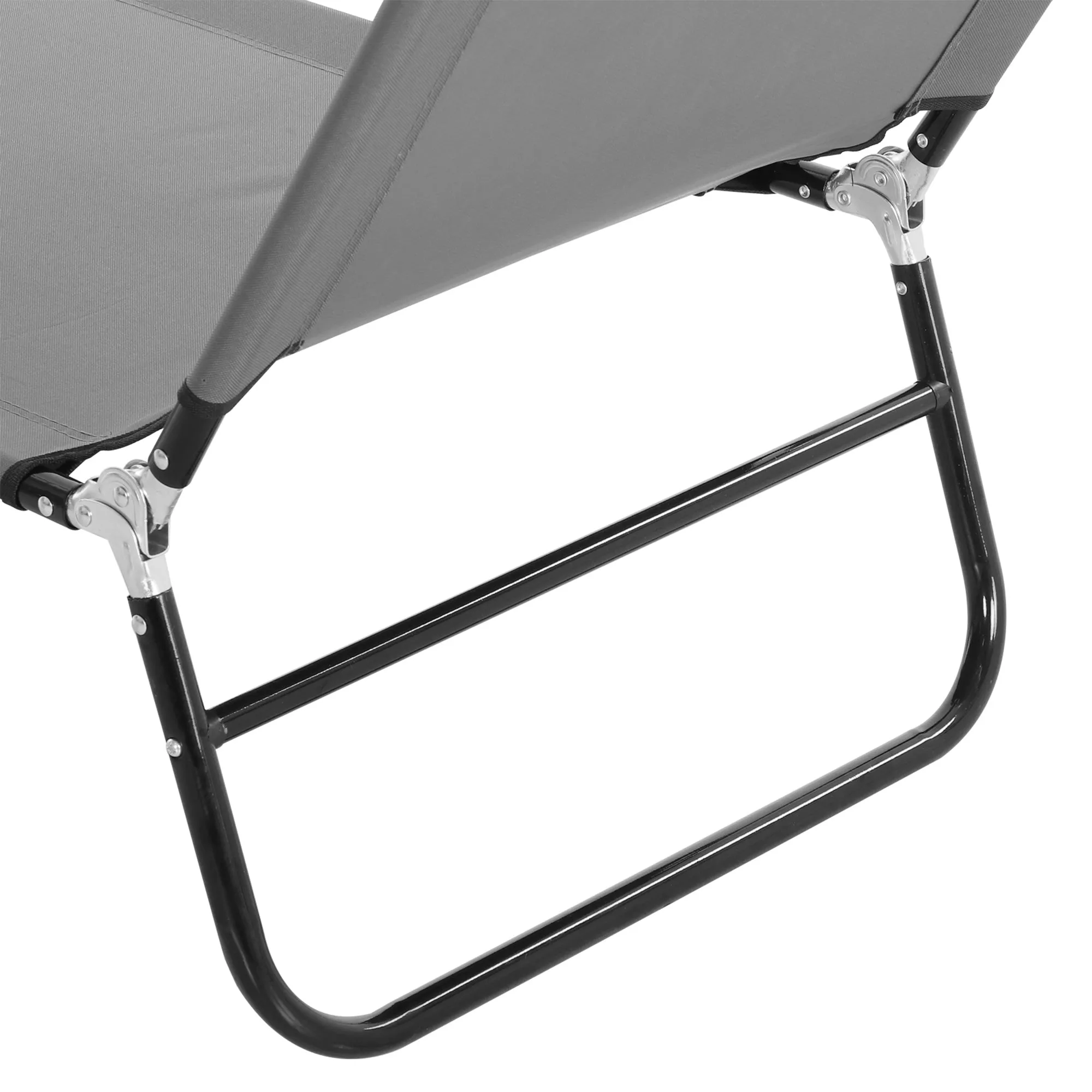 Portable Folding Sun Lounger With 5-Position Adjustable Backrest Relaxer Recliner with Lightweight Frame Great for Pool or Sun Bathing Grey