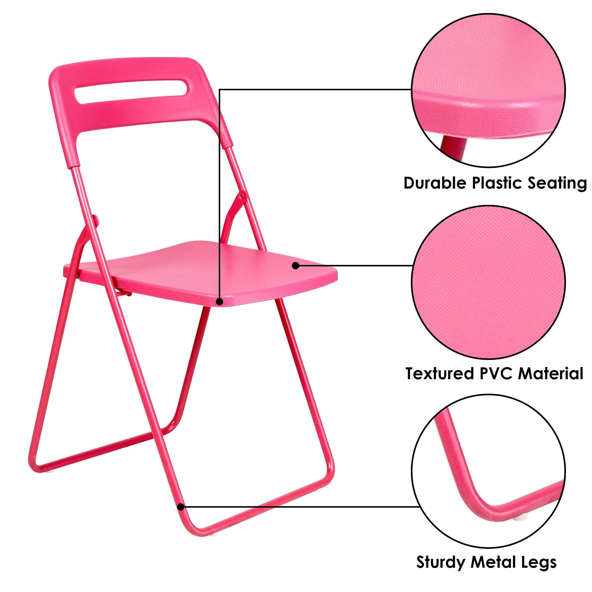 Premium Pink Plastic Folding Leisure Office & Dining Chair