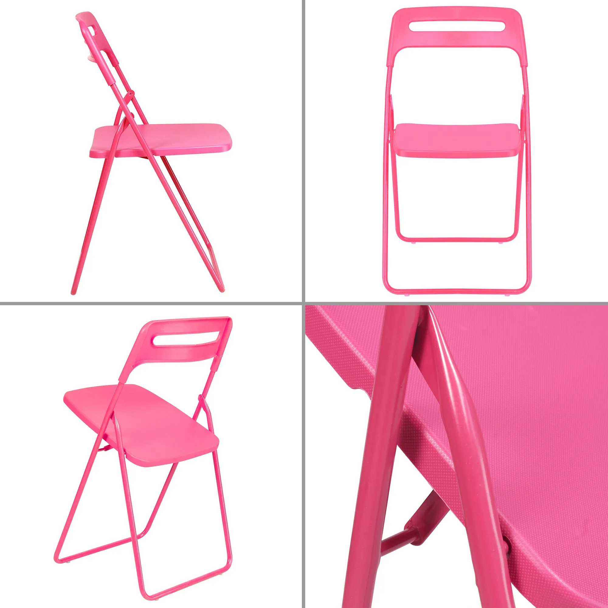 Premium Pink Plastic Folding Leisure Office & Dining Chair