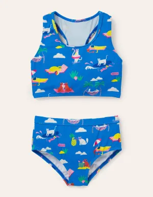 Racerback Bikini Set-Moroccan Blue Holiday Cats